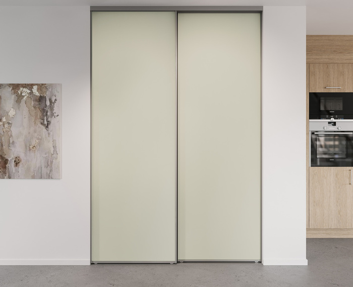 Skjutdörr Opal Alu Silver Melamin Beige 631-780 mm Pelly